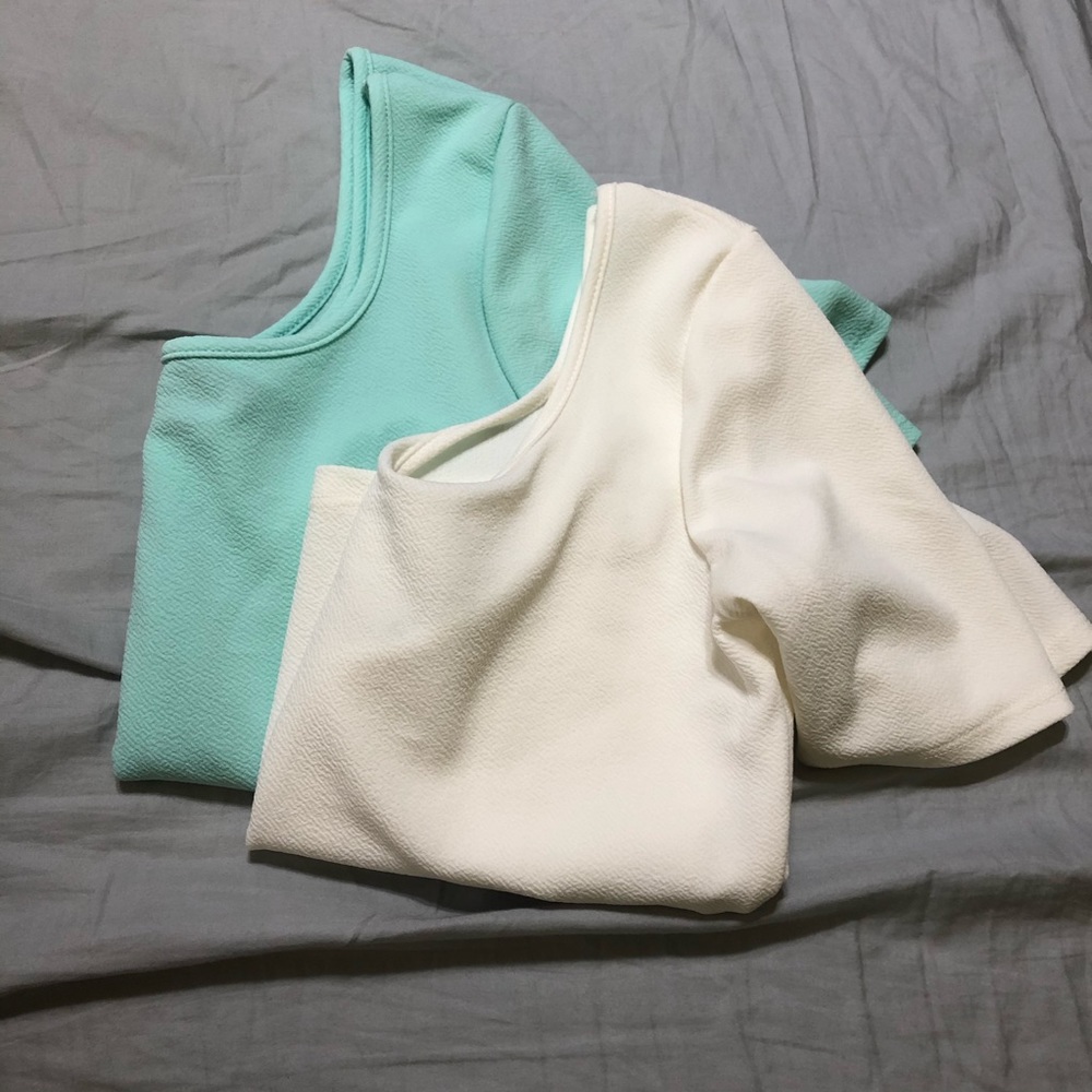 Aqua and White Croptops